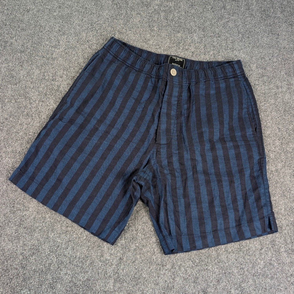 Todd Snyder Mens Striped‎ Linen Cotton Shorts Navy Black Size S 21-PA959139-BL01
